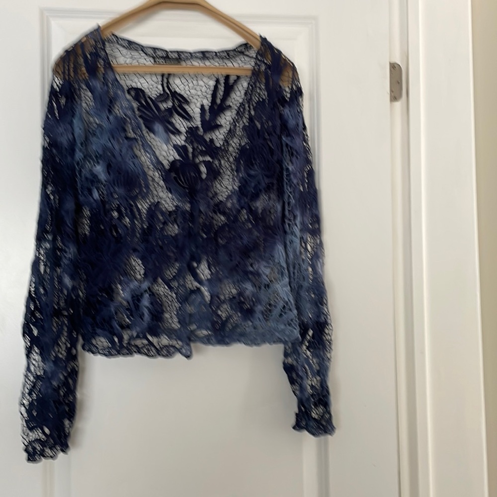 Navy crochet top